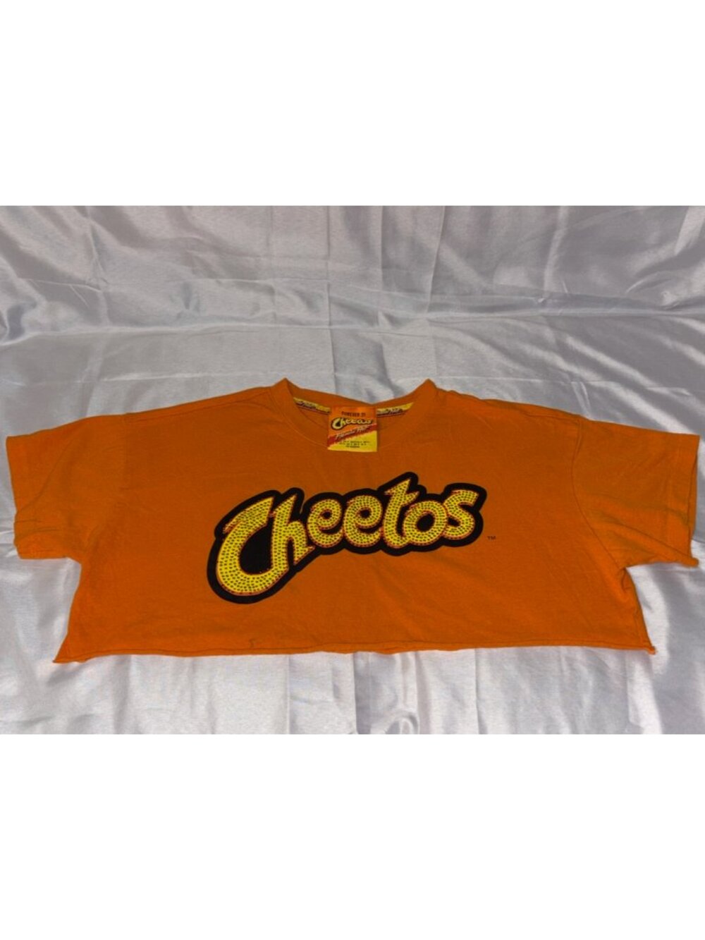 Forever 21 x Cheetos Flamin’ Hot Orange Rhinestone Crop T-Shirt Size Small